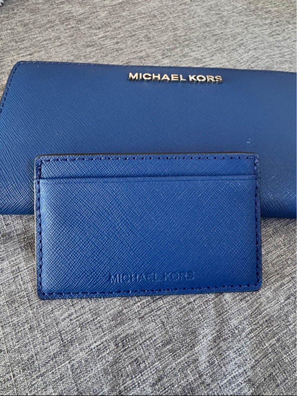 Michael Kors Blue Saffiano Card Case and Wallet Set - Picture 3 of 4